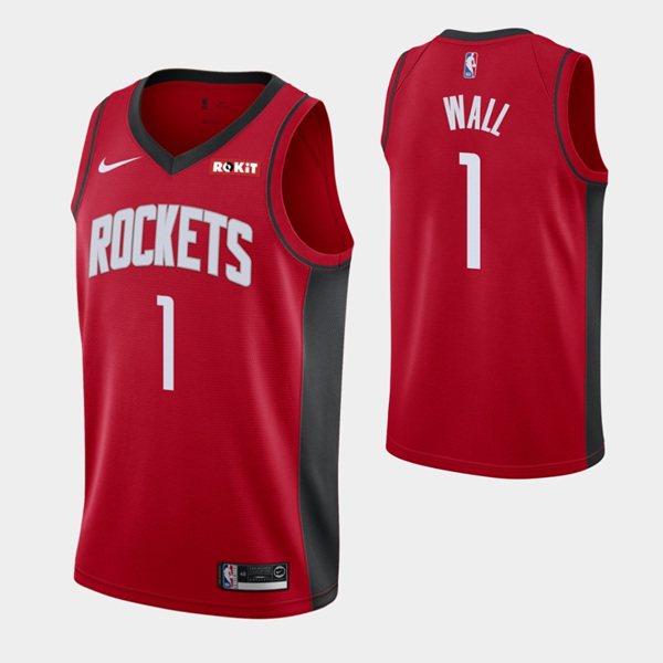 Men's Houston Rockets #1 John Wall Red Stitched Basketball Jersey Men's Houston Rockets #1 John Wall Red Stitched Basketball Jersey